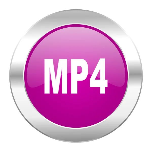 Mp4 violet circle chrome web icon isolated — Stock Photo, Image