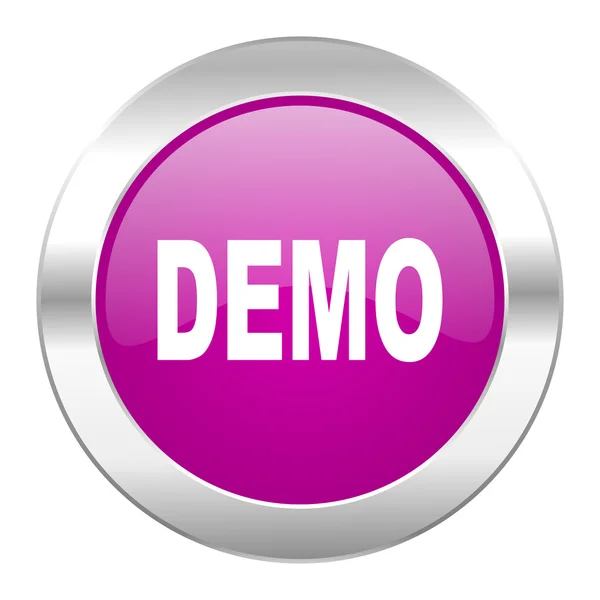 Demo viola cerchio cromato icona web isolato — Foto Stock
