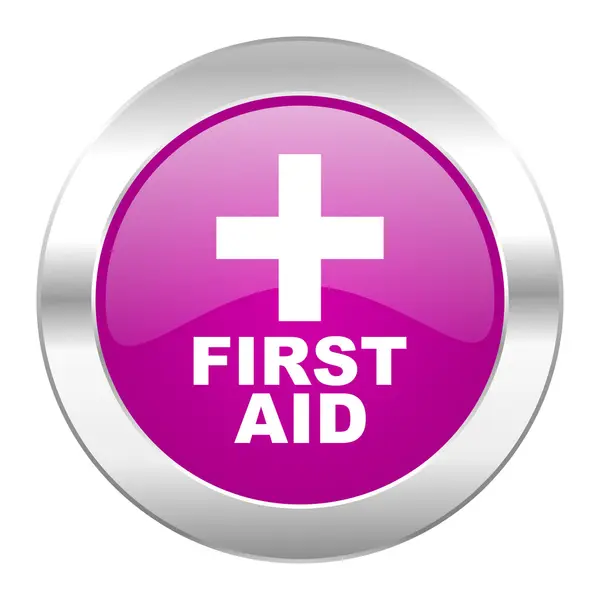 First aid violet circle chrome web icon isolated — Stock Photo, Image
