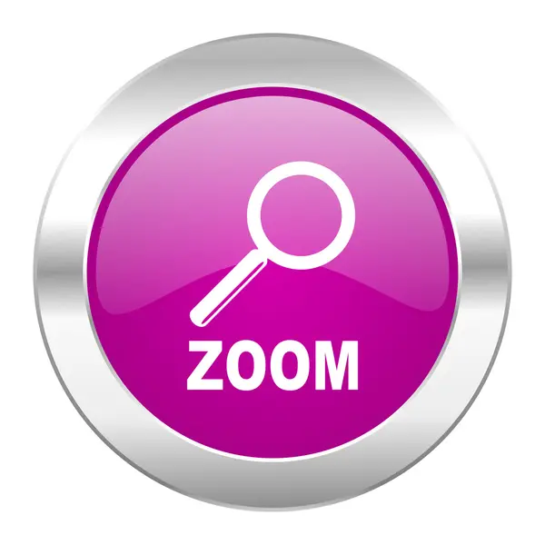 Zoom violet circle chrome web icon isolated — Stock Photo, Image