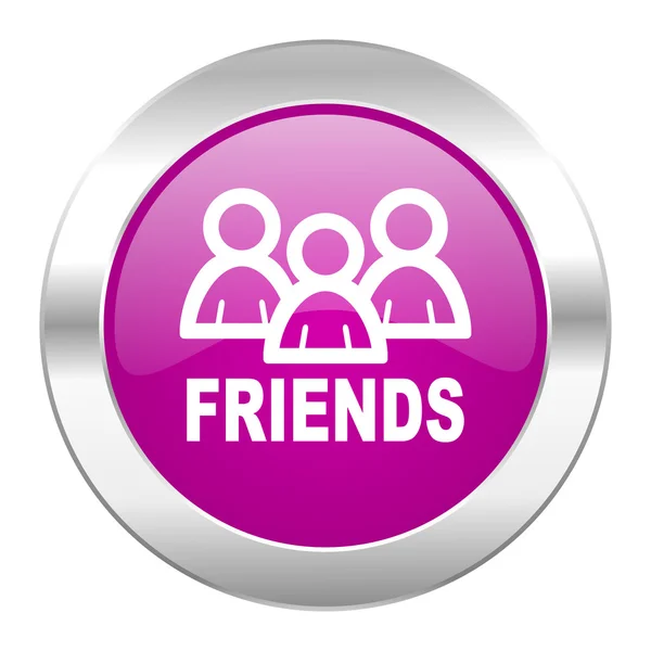 Amigos violeta círculo cromo web ícone isolado — Fotografia de Stock