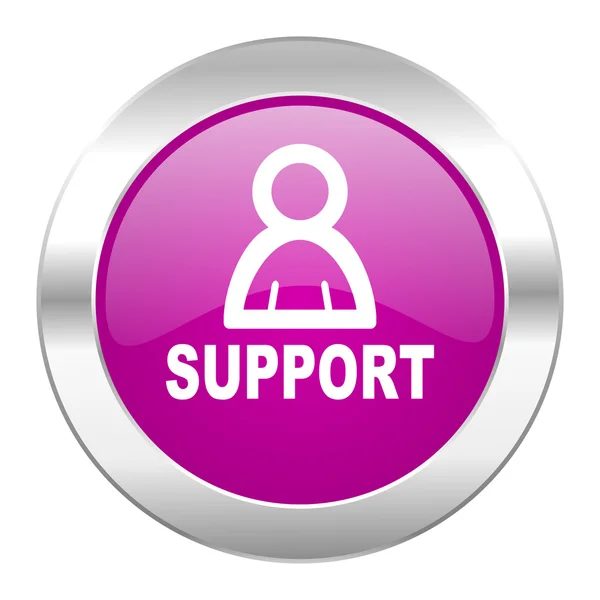 Podpora fialový kruh ikonu chrome web izolované — Stock fotografie