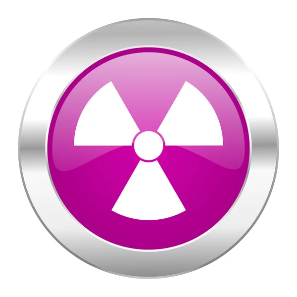 Promieniowanie fioletowe kółko Chrom tkanina ikona na białym tle — Zdjęcie stockowe