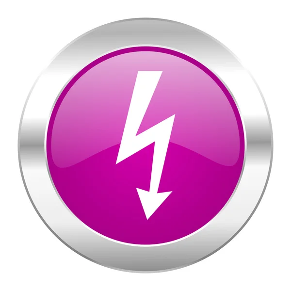 Bolt fioletowy koło chrome web ikona na białym tle — Zdjęcie stockowe