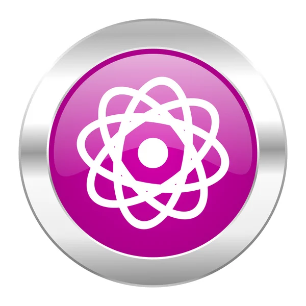 Atom violett chrome web cirkelsymbolen isolerade — Stockfoto