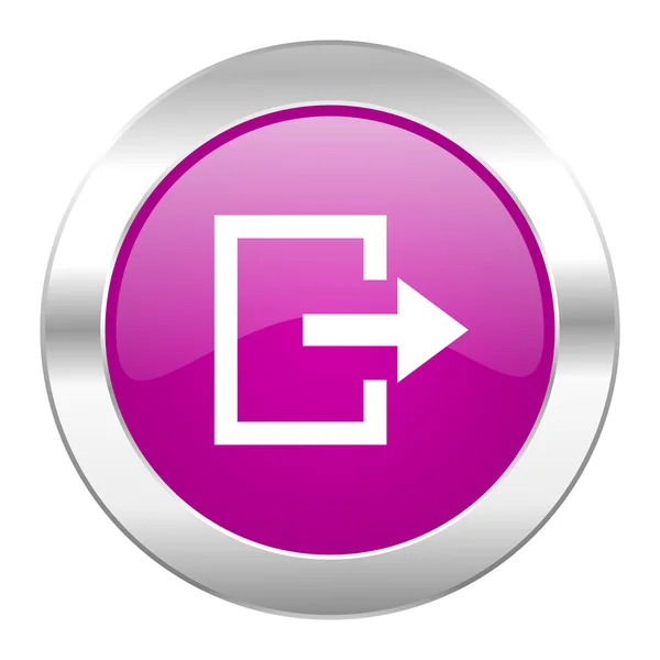 Uscita cerchio viola icona web cromato isolato — Foto Stock