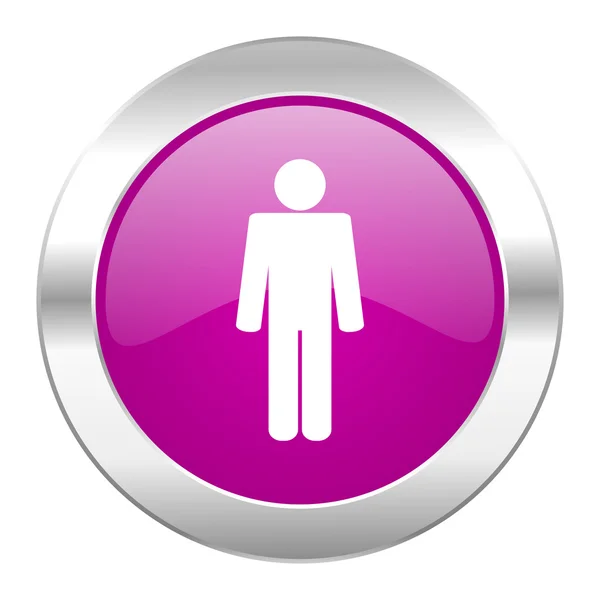 Male violet circle chrome web icon isolated — Stock Photo, Image