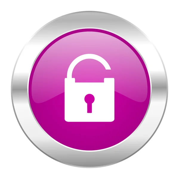 Violet cirkel chrome web hangslotpictogram geïsoleerd — Stockfoto