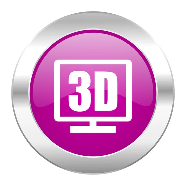 3D-Anzeige violett Kreis Chrom Web-Symbol isoliert — Stockfoto