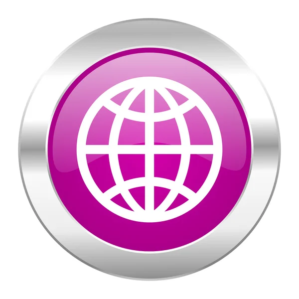 Web ikonę chrome z ziemi fioletowy koło na białym tle — Zdjęcie stockowe