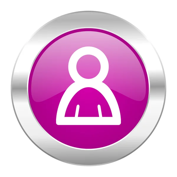 Osoba fioletowy koło chrome web ikona na białym tle — Zdjęcie stockowe