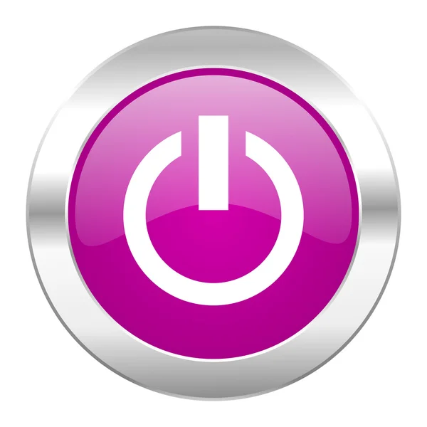 Power violet circle chrome web icon isolated — Stock Photo, Image