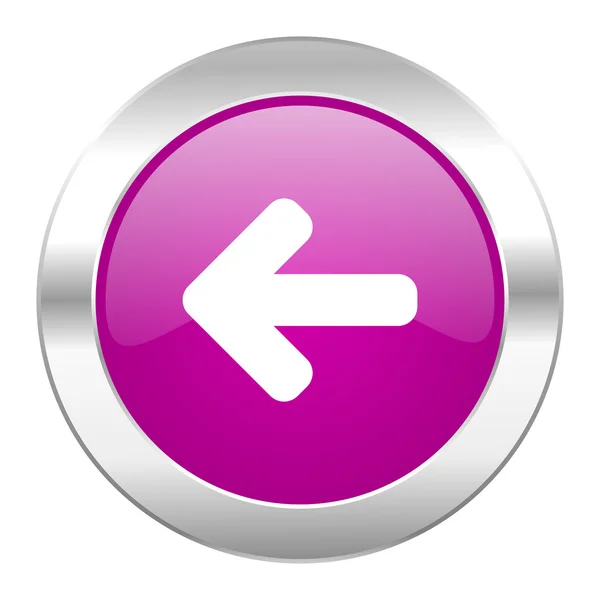 Left arrow violet circle chrome web icon isolated — Stock Photo, Image