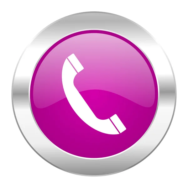 Phone violet circle chrome web icon isolated — Stock Photo, Image