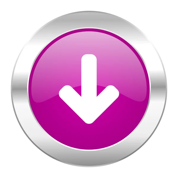 Baixar seta círculo violeta ícone web cromo isolado — Fotografia de Stock