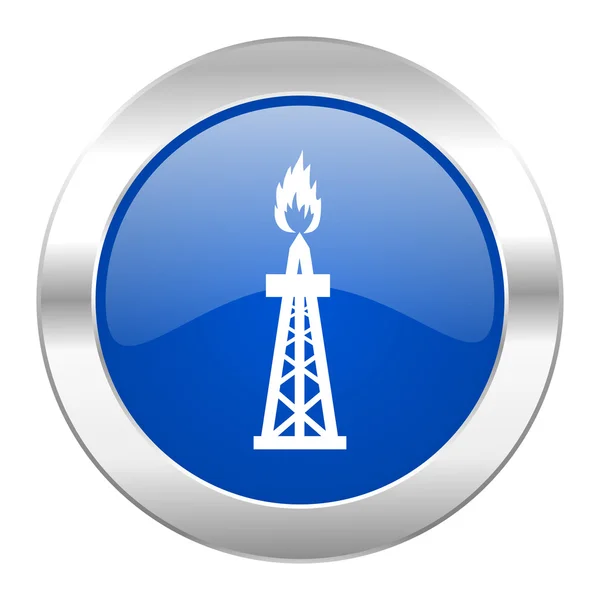 Izole gaz mavi daire chrome web simgesi — Stok fotoğraf