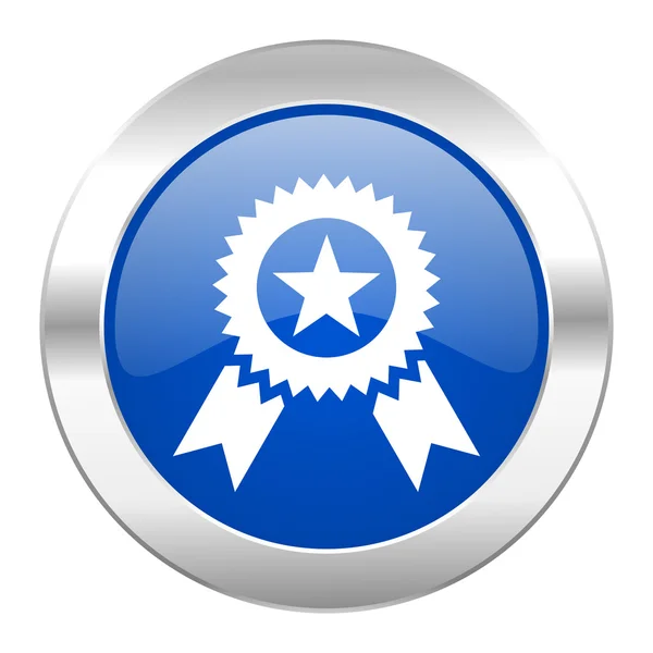 Prêmio círculo azul ícone web cromo isolado — Fotografia de Stock