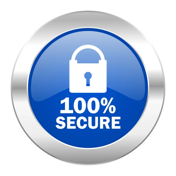 Secure blue circle chrome web icon isolated — Stock Photo, Image