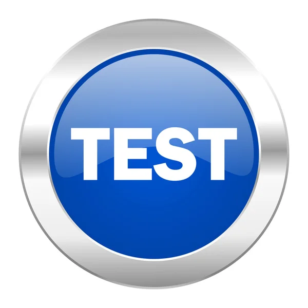 Test blue circle chrome web icon isolated — Stock Photo, Image