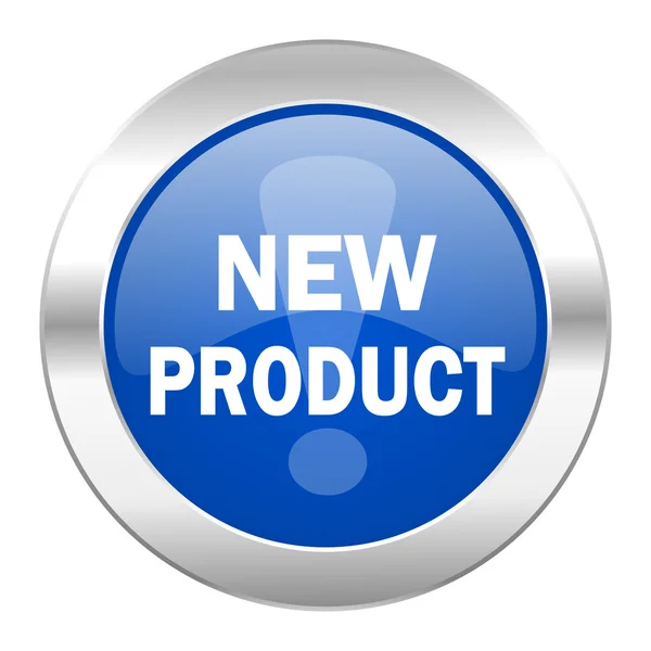 New product blue circle chrome web icon isolated — Stock Photo, Image