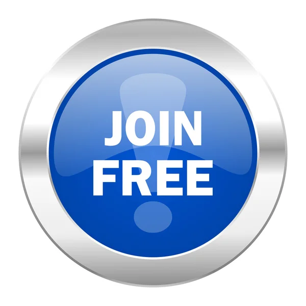 Join gratis blauwe cirkel chrome web-icoon geïsoleerd — Stockfoto