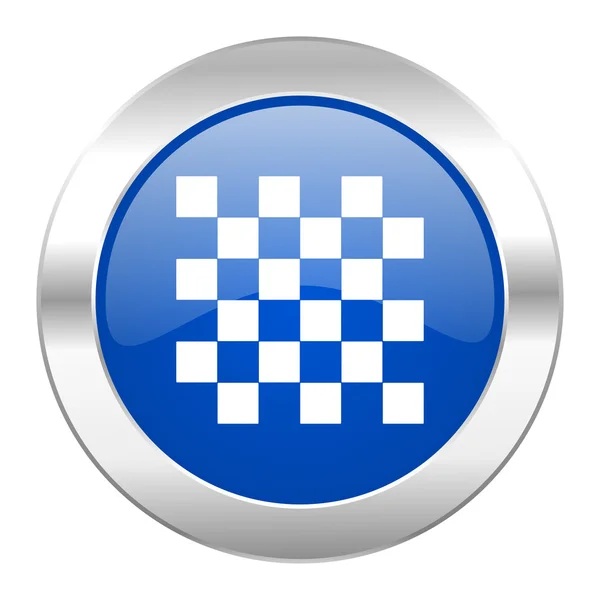 Échecs cercle bleu icône web chromée isolé — Photo