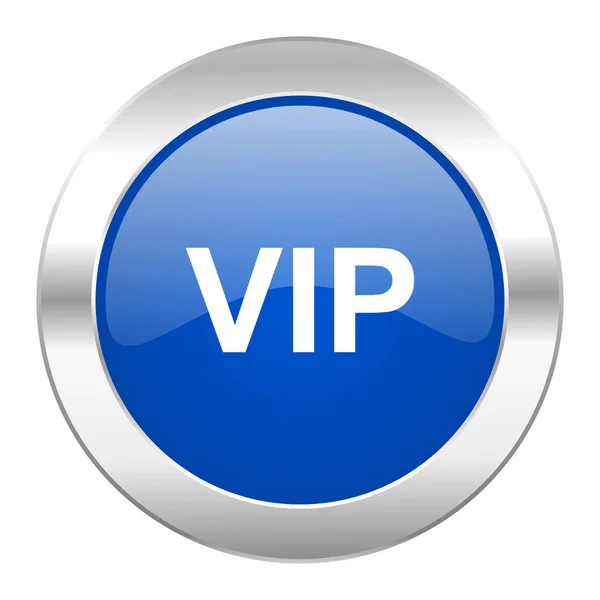 Vip círculo azul ícone web cromo isolado — Fotografia de Stock
