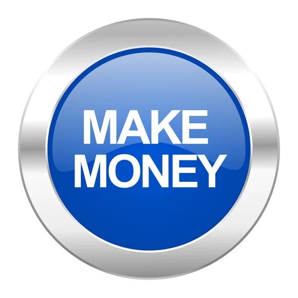 Make money blue circle chrome web icon isolated — Stock Photo, Image