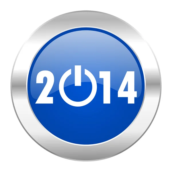 Year 2014 blue circle chrome web icon isolated — Stock Photo, Image