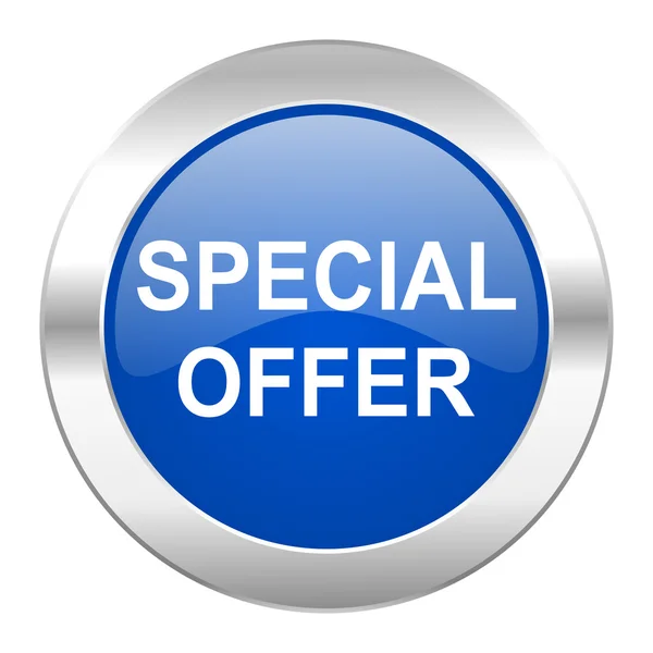 Special offer blue circle chrome web icon isolated — Stock Photo, Image