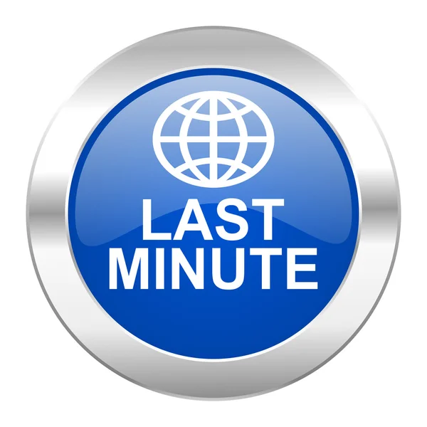 Last minute cerchio blu cromato icona web isolato — Foto Stock