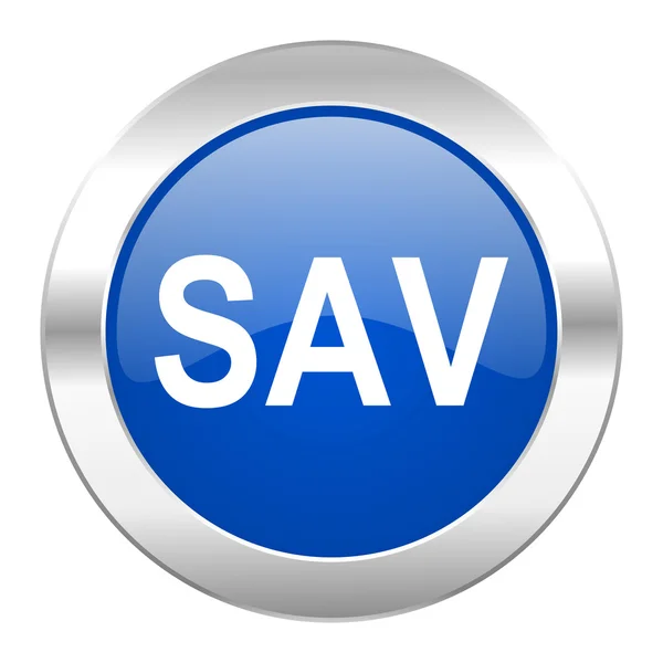 SAV modrý kruh chrome web ikony, samostatný — Stock fotografie