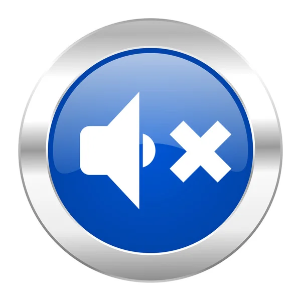 Objem modrý kruh chrome web ikona reproduktoru, samostatný — Stock fotografie