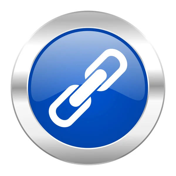 Link blue circle chrome web icon isolated — Stock Photo, Image