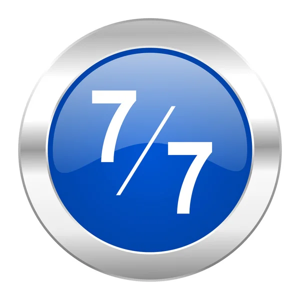 7 per 7 blue circle chrome web icon isolated — Stock Photo, Image