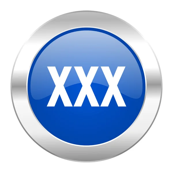 Xxx blauer Kreis Chrom Web-Symbol isoliert — Stockfoto