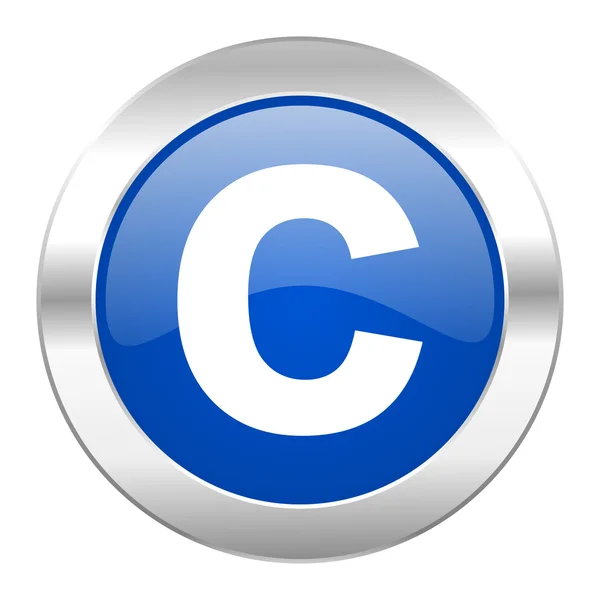 Copyright blå cirkel chrome web icon isolerade — Stockfoto