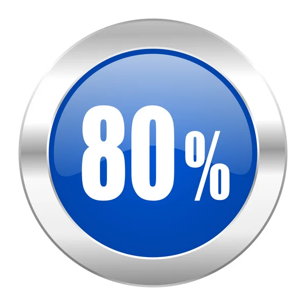 80 percent blue circle chrome web icon isolated — Stock Photo, Image