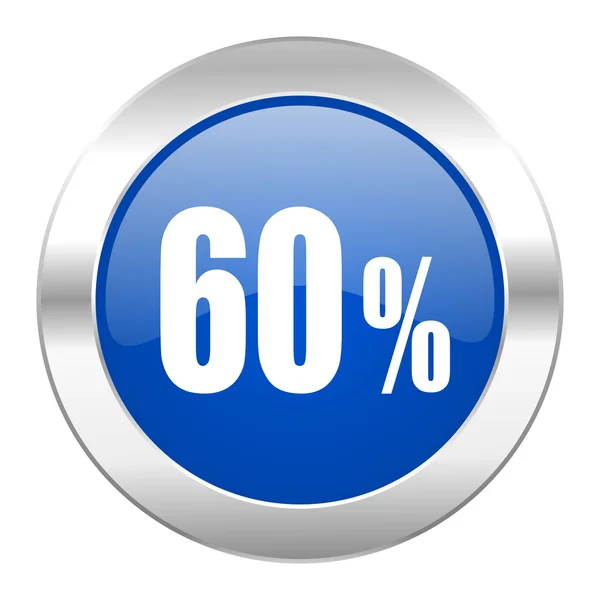 Geïsoleerd van 60 procent blauwe cirkel chrome web-pictogram — Stockfoto