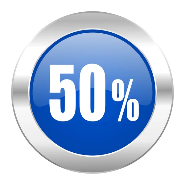 50 procent niebieski okrąg chrome web ikona na białym tle — Zdjęcie stockowe