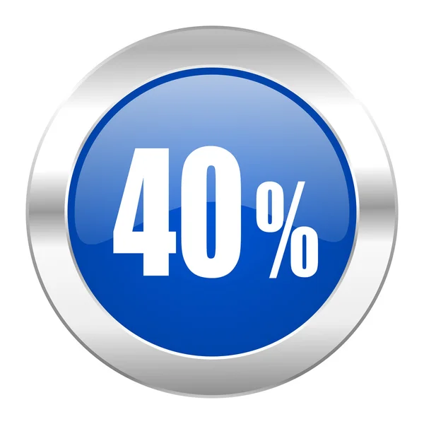 40 procent modrý kruh chrome web ikony, samostatný — Stock fotografie