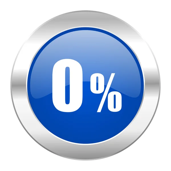 0 percent blue circle chrome web icon isolated — Stock Photo, Image