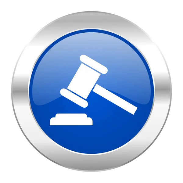 Auktion blauer Kreis Chrom Web-Symbol isoliert — Stockfoto