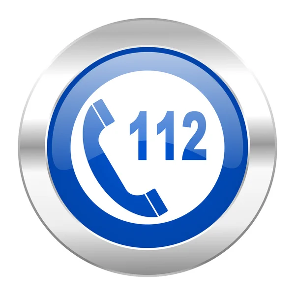 Emergency call blue circle chrome web icon isolated — Stock Photo, Image