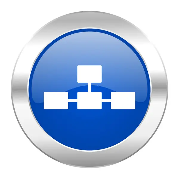 Database blu cerchio cromo icona web isolato — Foto Stock