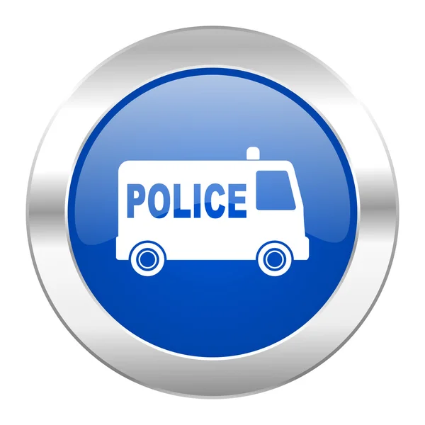 Police blue circle chrome web icon isolated — Stock Photo, Image