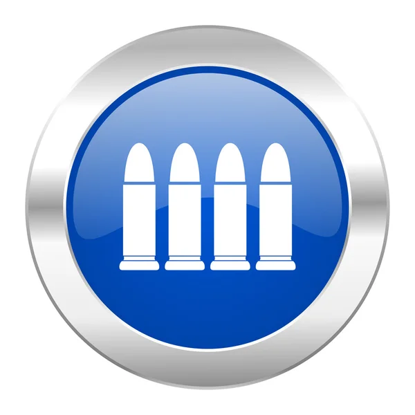 Ammunition blue circle chrome web icon isolated — Stock Photo, Image
