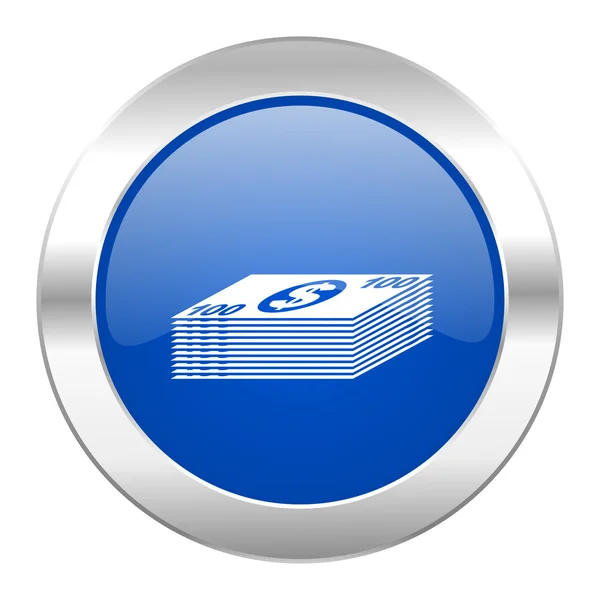 Pénz kék kör Króm pókháló ikon elszigetelt — Stock Fotó