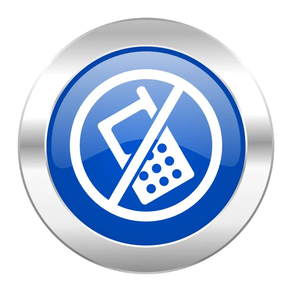 Geen blauwe cirkel chrome web telefoonpictogram geïsoleerd — Stockfoto