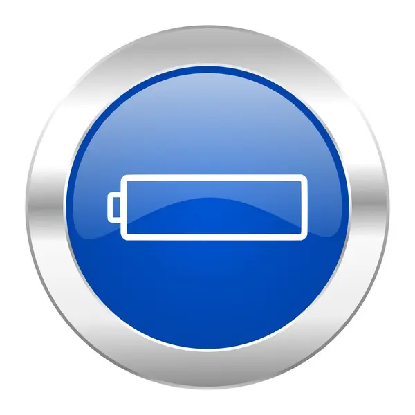 Battery blue circle chrome web icon isolated — Stock Photo, Image